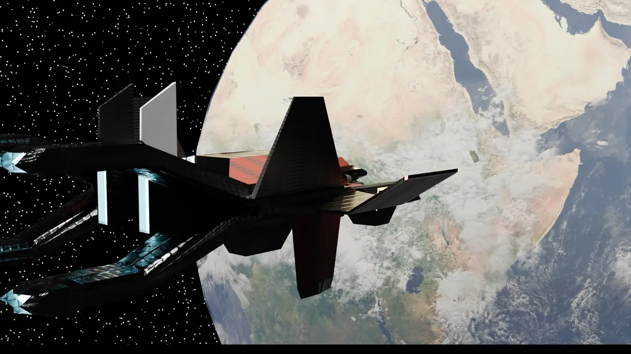 The ship flying past Earth
