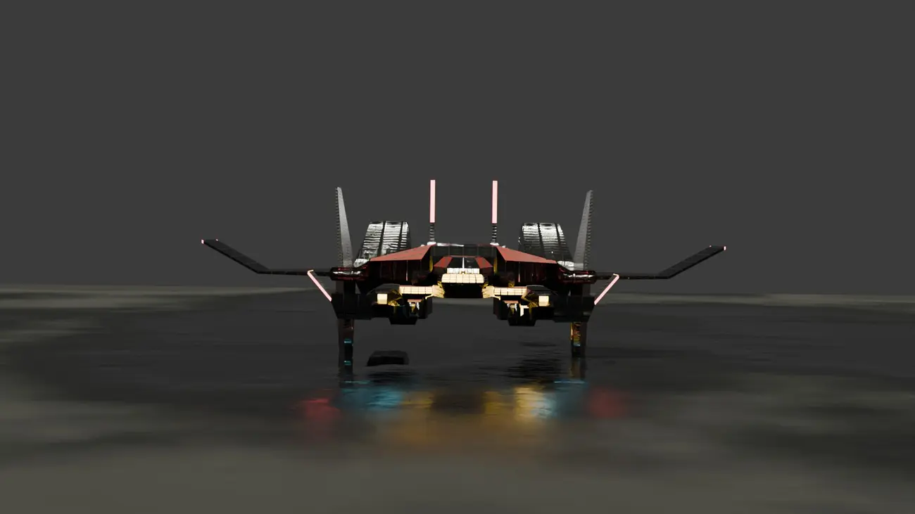 The ship hovering over water